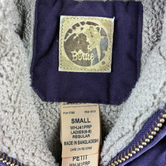 Berne Canvas Jacket Women's Small Purple Heavy Canvas Sherpa Lined - Picture 5 of 7